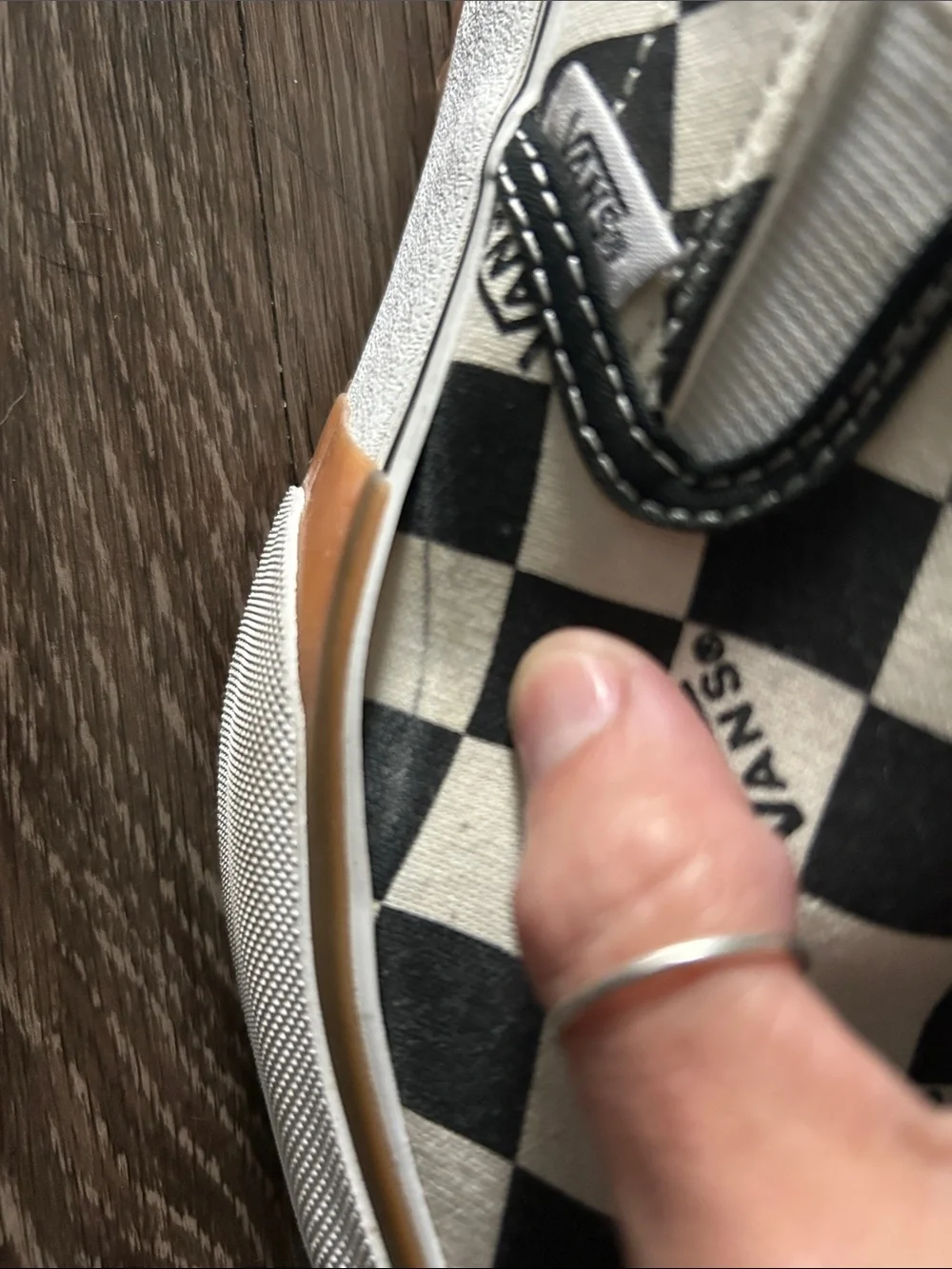 Vans Checkerboard Slip-On Sneakers Black and Cream - Picture 6 of 6